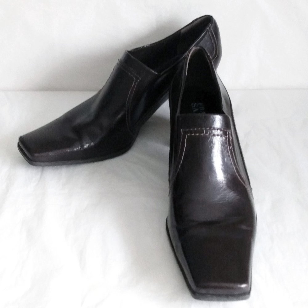 Franco Sarto-Dark Brown Patent Leather -Square Toe Shoes-8 1/2 M